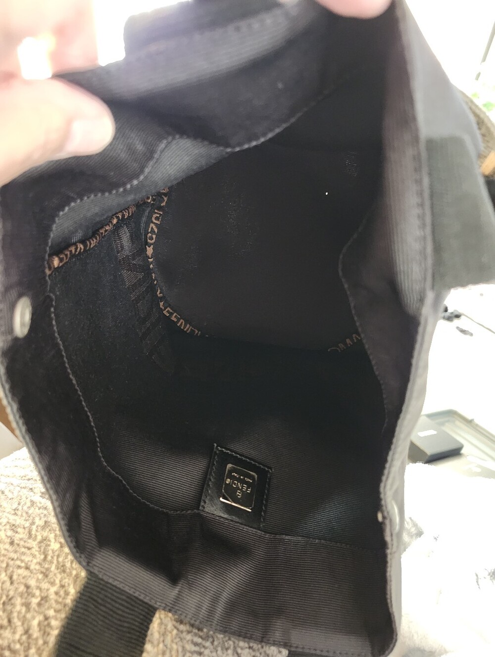 Fendi Navy and Gold Logo Bucket Bag - Picture 8 of 9